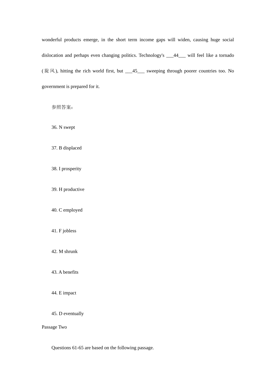 2025年英语六级真题及答案_第2页
