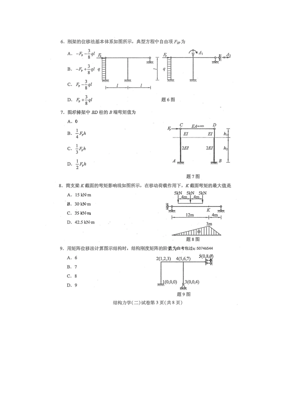 2025年自学考试结构力学二试卷及答案解释_第3页