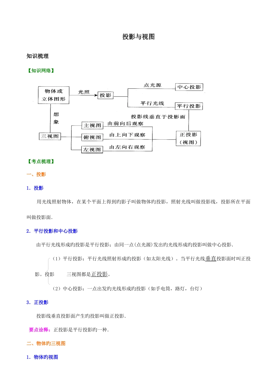 2025年投影与视图知识点题型分类练习答案_第1页