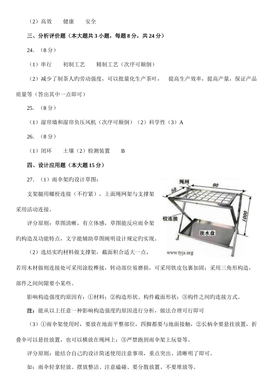 2025年山西省普通高中学业水平考试通用技术答案_第2页