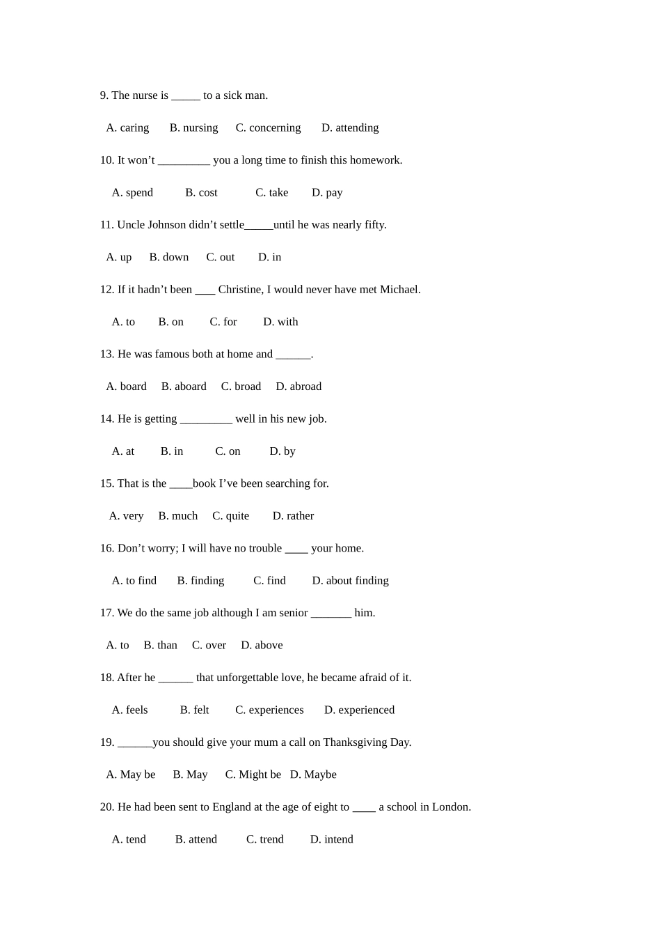 2025年成人高考英语练习_第2页