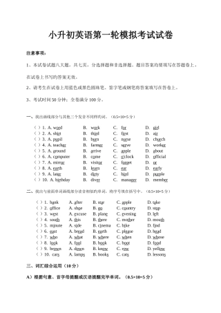 2025年广州小升初模拟考试试卷