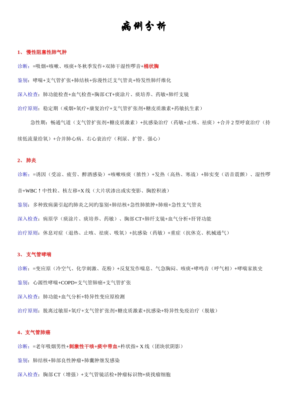 2025年执业医师考试病例分析精简背诵版_第1页