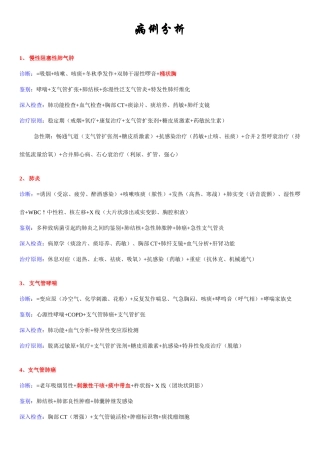2025年执业医师考试病例分析精简背诵版
