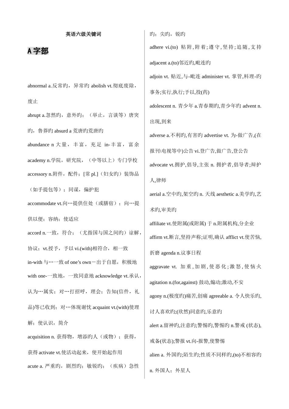 2025年英语六级核心词_第1页