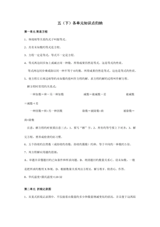 2025年苏教版五年级下册数学各单元知识点归纳