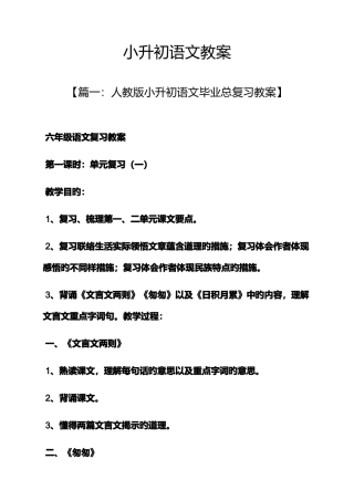 2025年小升初语文教案