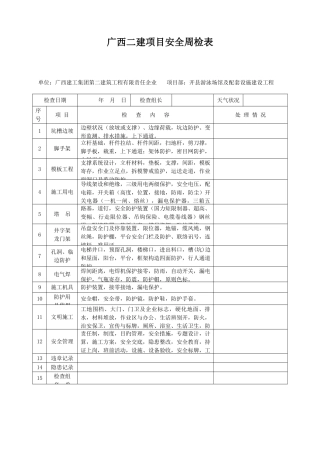 2025年广西二建项目安全周检表