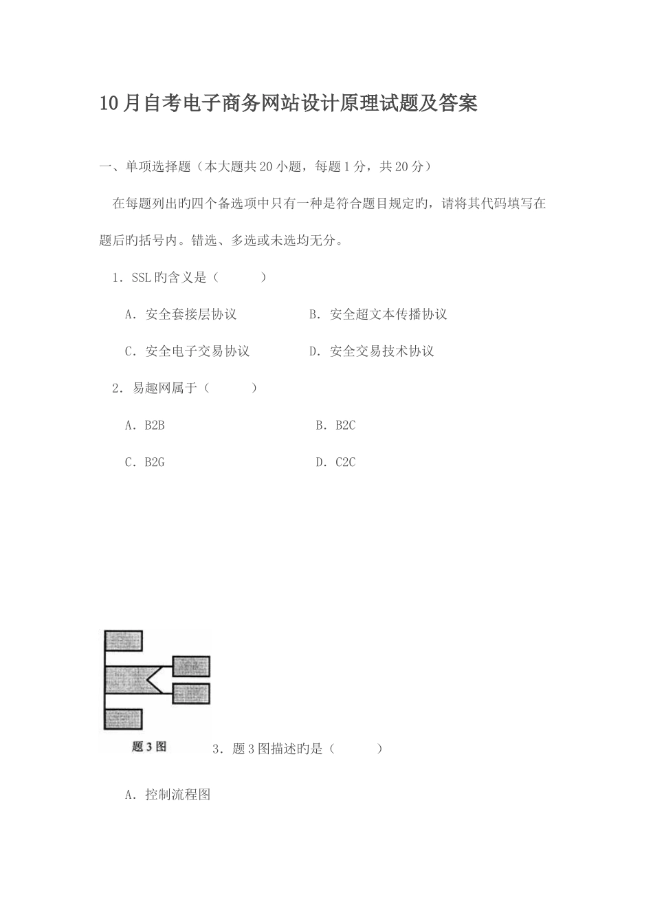 2025年自考电子商务网站设计原理试题与答案_第1页