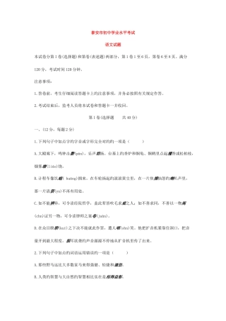 2025年山东省泰安市中考语文真题与答案