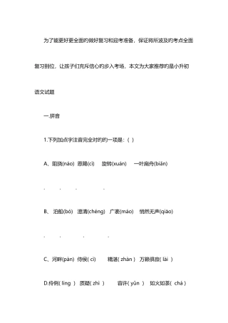 2025年小升初语文试题