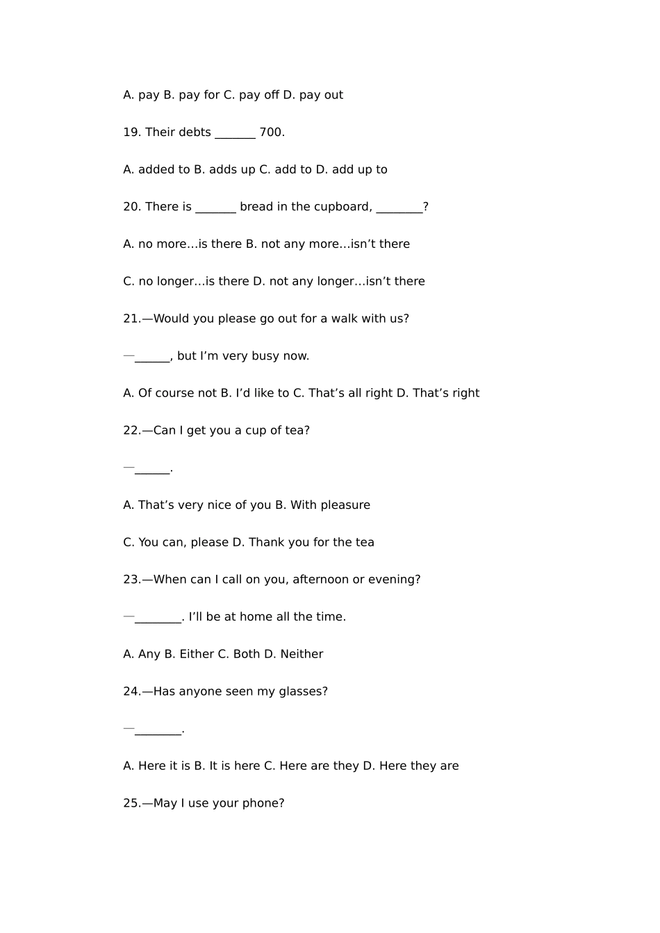 2025年成考专升本英语预测试题及答案_第3页