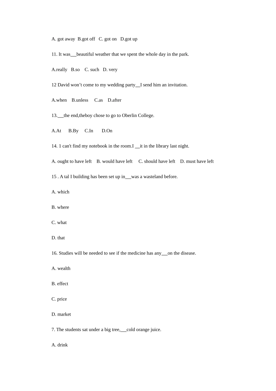 2025年成人高考高起点英语真题及答案_第2页