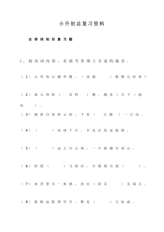 2025年小升初语文总复习资料