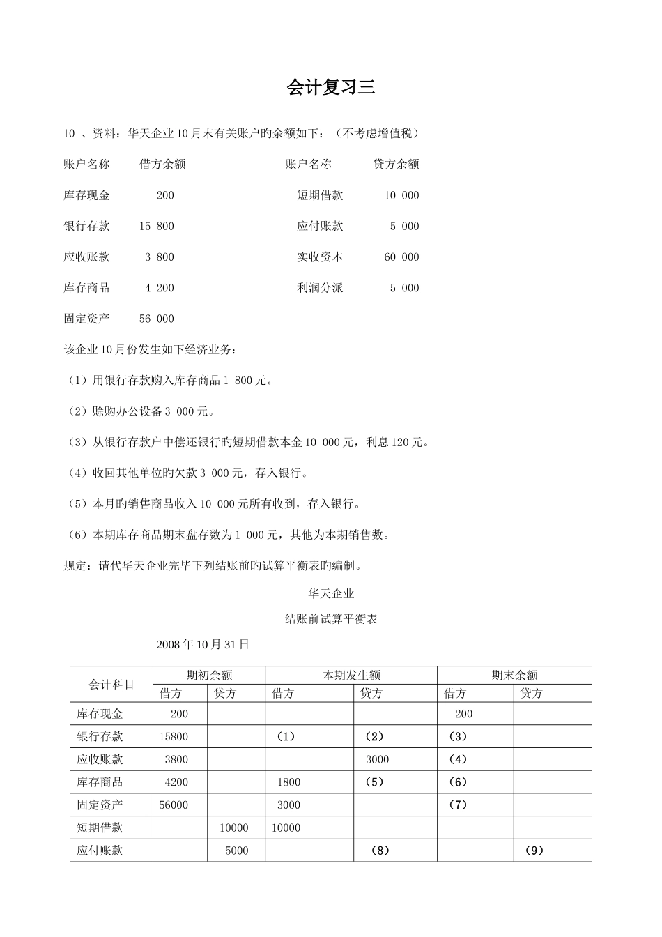 2025年广东省会计从业资格考试会计基础综合题三_第1页