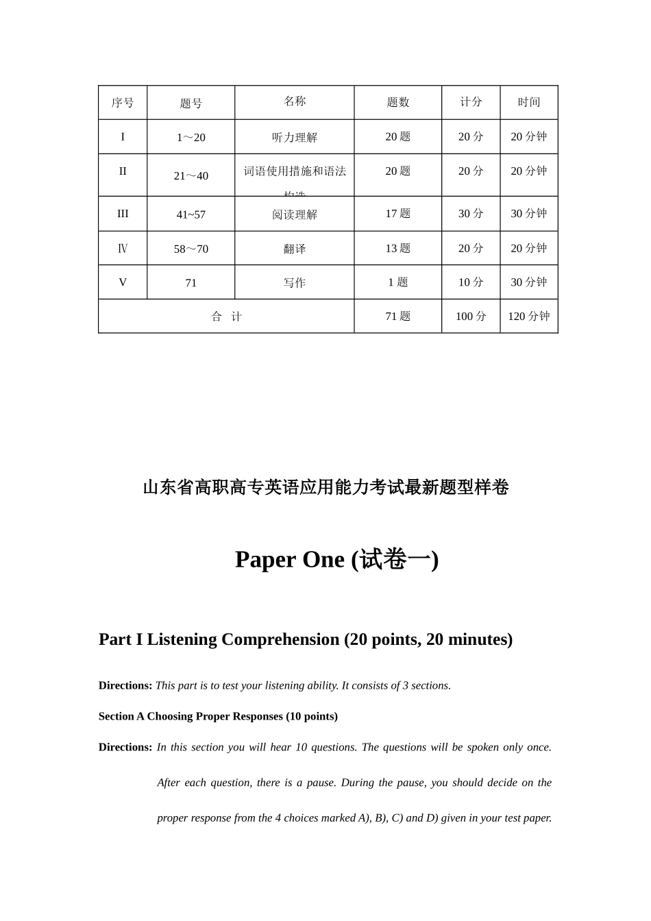2025年山东省高职高专英语应用能力考试题型_第3页