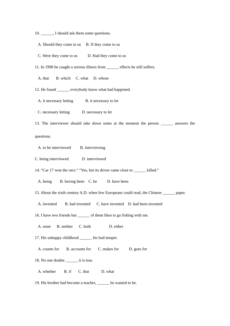 2025年成人本科学士学位英语模拟试题及答案_第2页