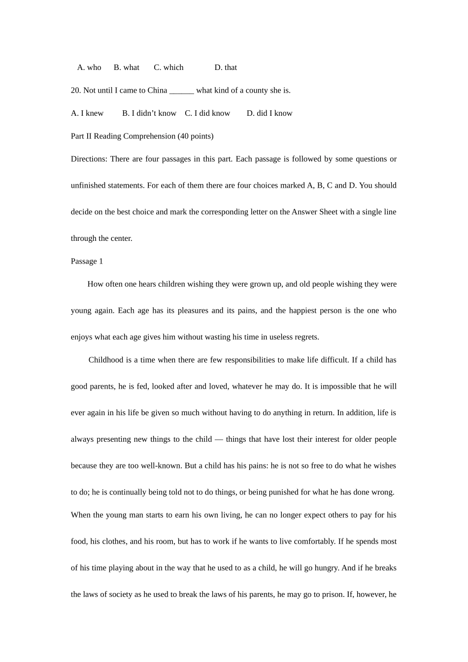 2025年成人本科学士学位英语模拟试题及答案_第3页