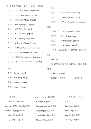 2025年小升初必须掌握的单词带音标分类记忆