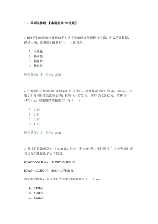 2025年工程咨询继续教育考试工程项目管理试卷