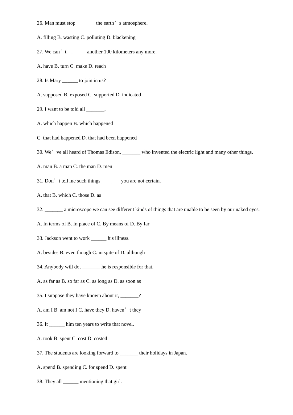 2025年成人高考专升本英语模拟试题和答案详解_第3页