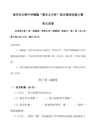 2025年小升初语文综合素质技能