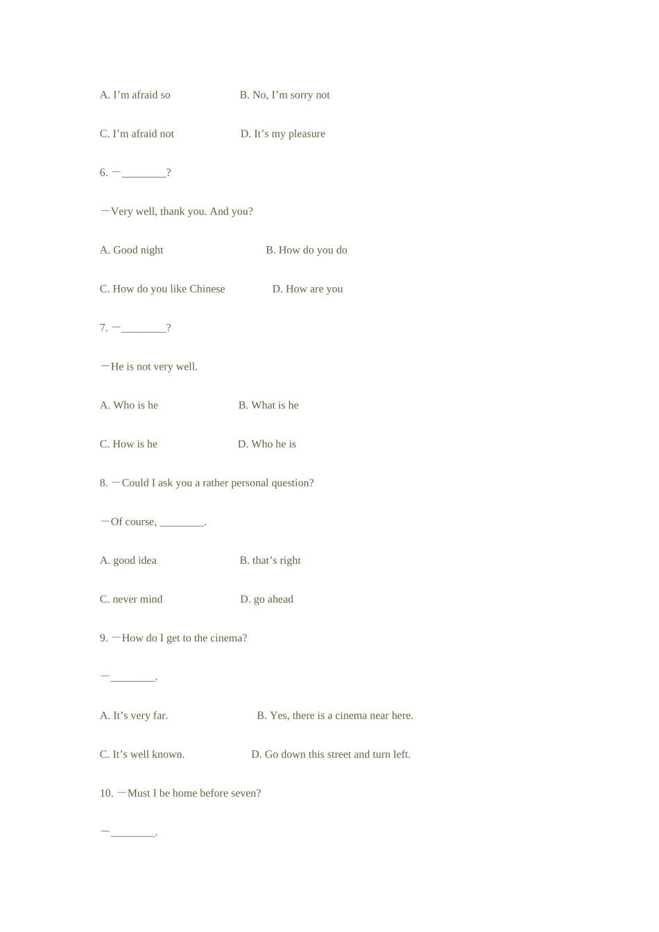 2025年广播电视大学电大9月大学英语B交际用语真题_第2页