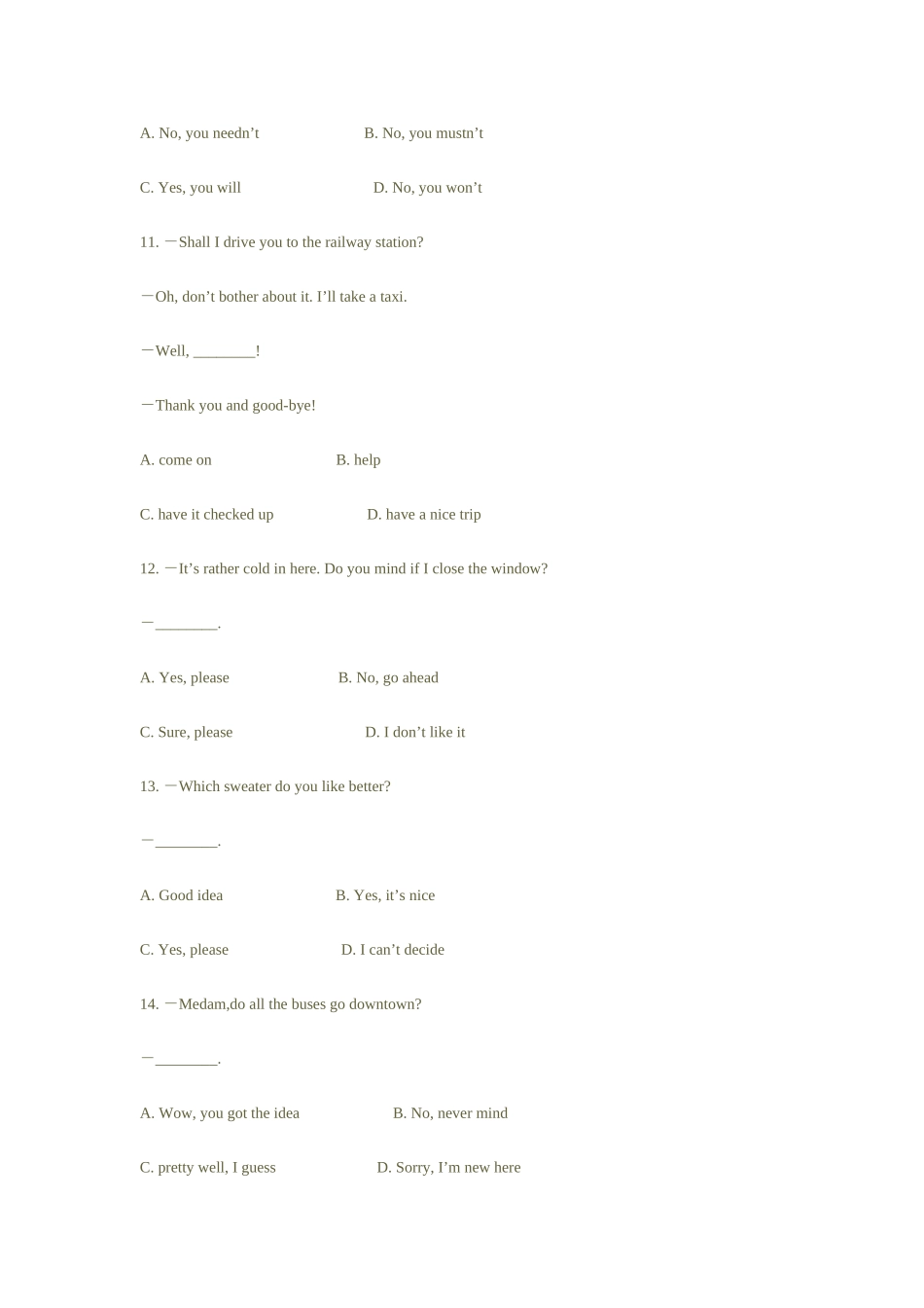 2025年广播电视大学电大9月大学英语B交际用语真题_第3页