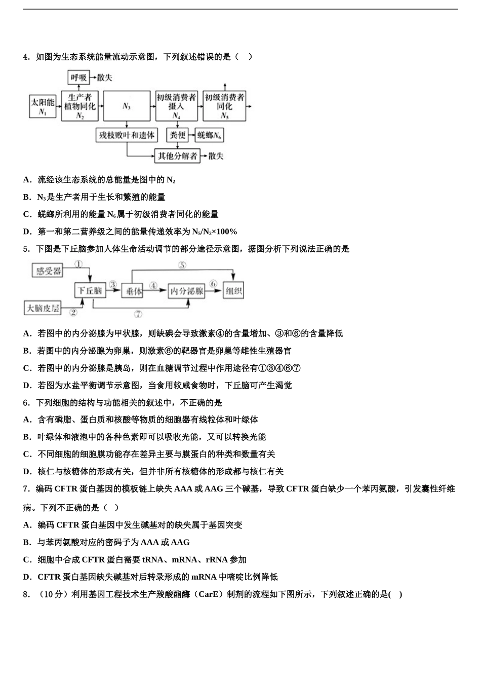 2024年江苏徐州侯集高级中学高三考前热身生物试卷含解析_第2页