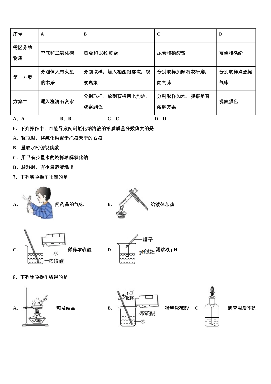 2024年江苏沭阳县中考化学模拟试题含解析_第2页