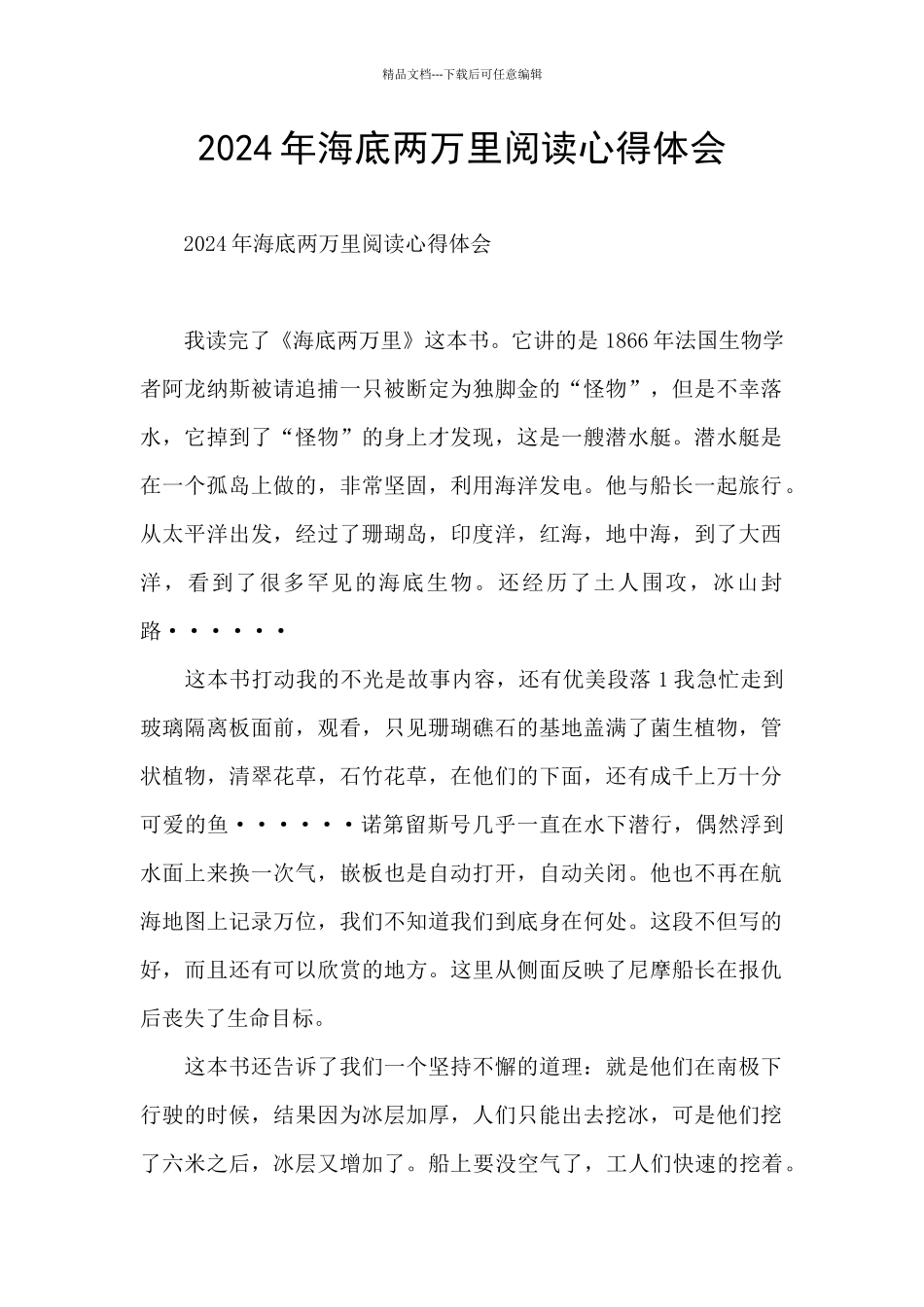 2024年海底两万里阅读心得体会_第1页
