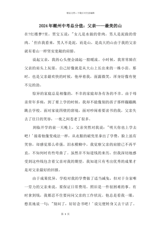 2024年潮州中考满分：父亲——最美的山