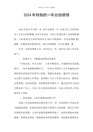2024年特殊的一年总结感悟