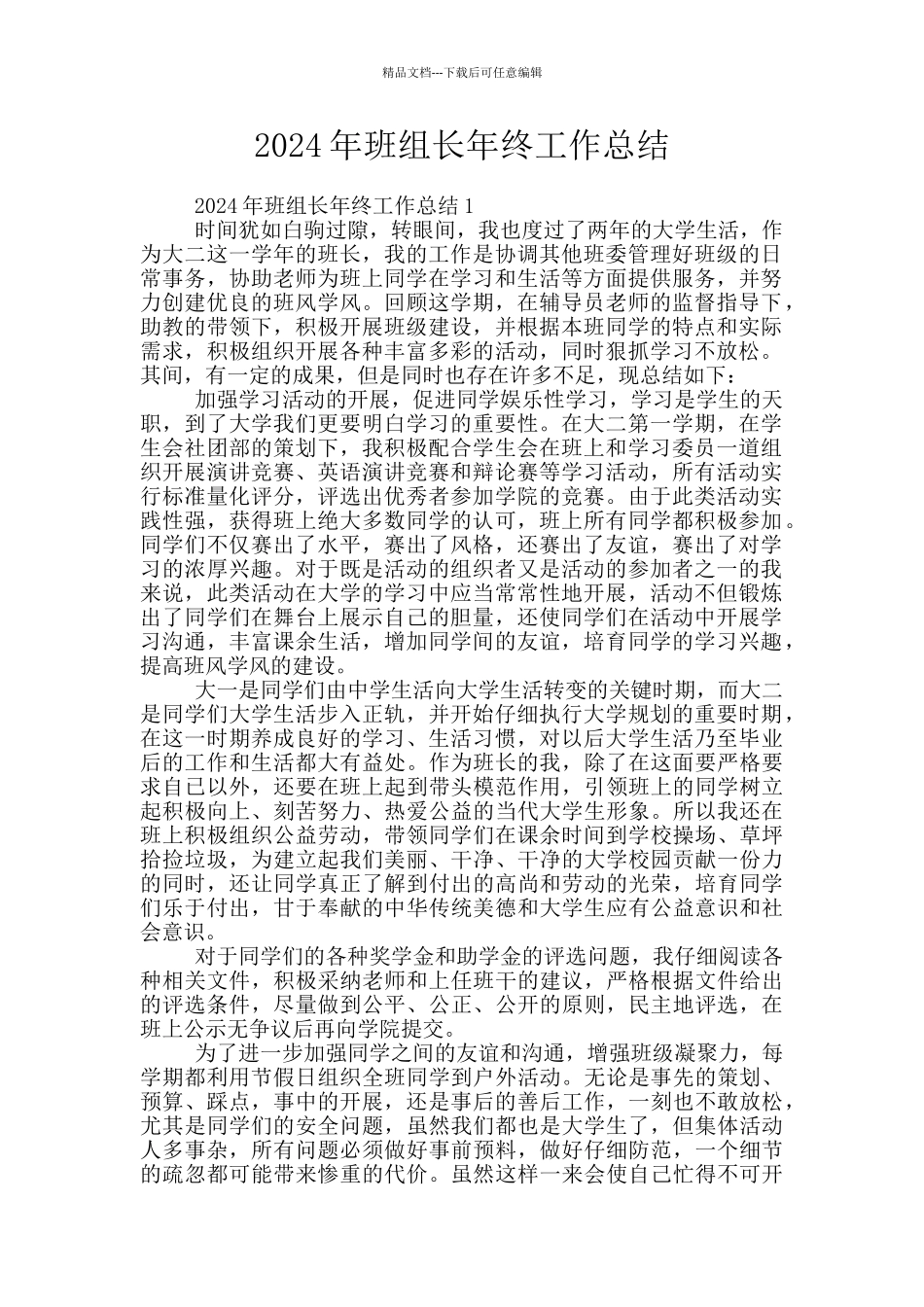 2024年班组长年终工作总结_第1页