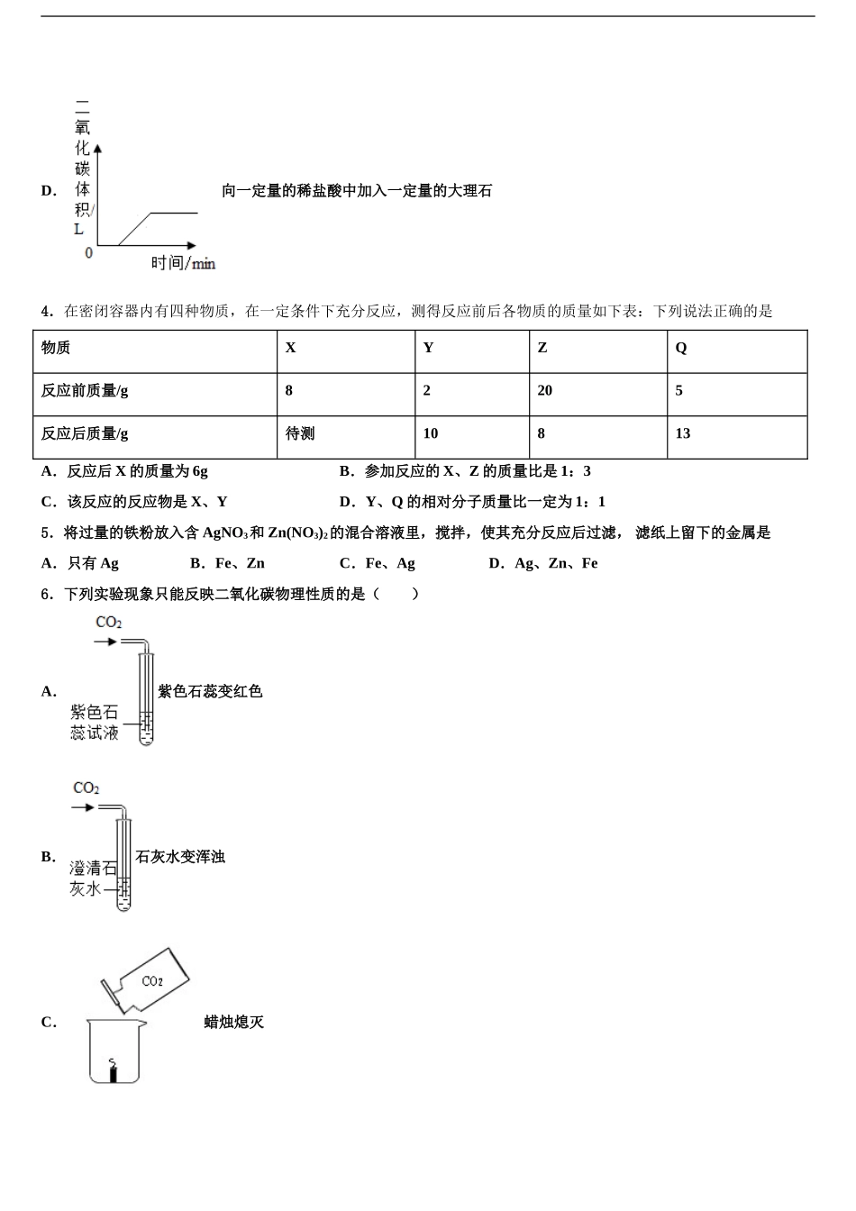 2024年甘肃省庆阳市第九中学中考化学押题试卷含解析_第2页