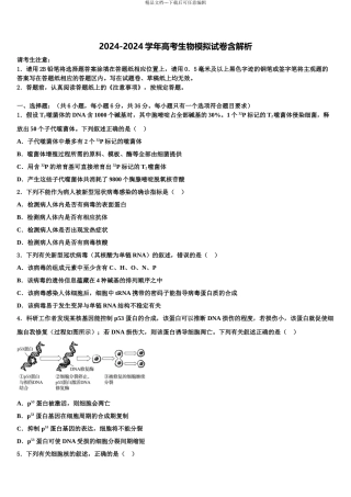 2024年甘肃省庆阳第六中学高考生物考前最后一卷预测卷含解析