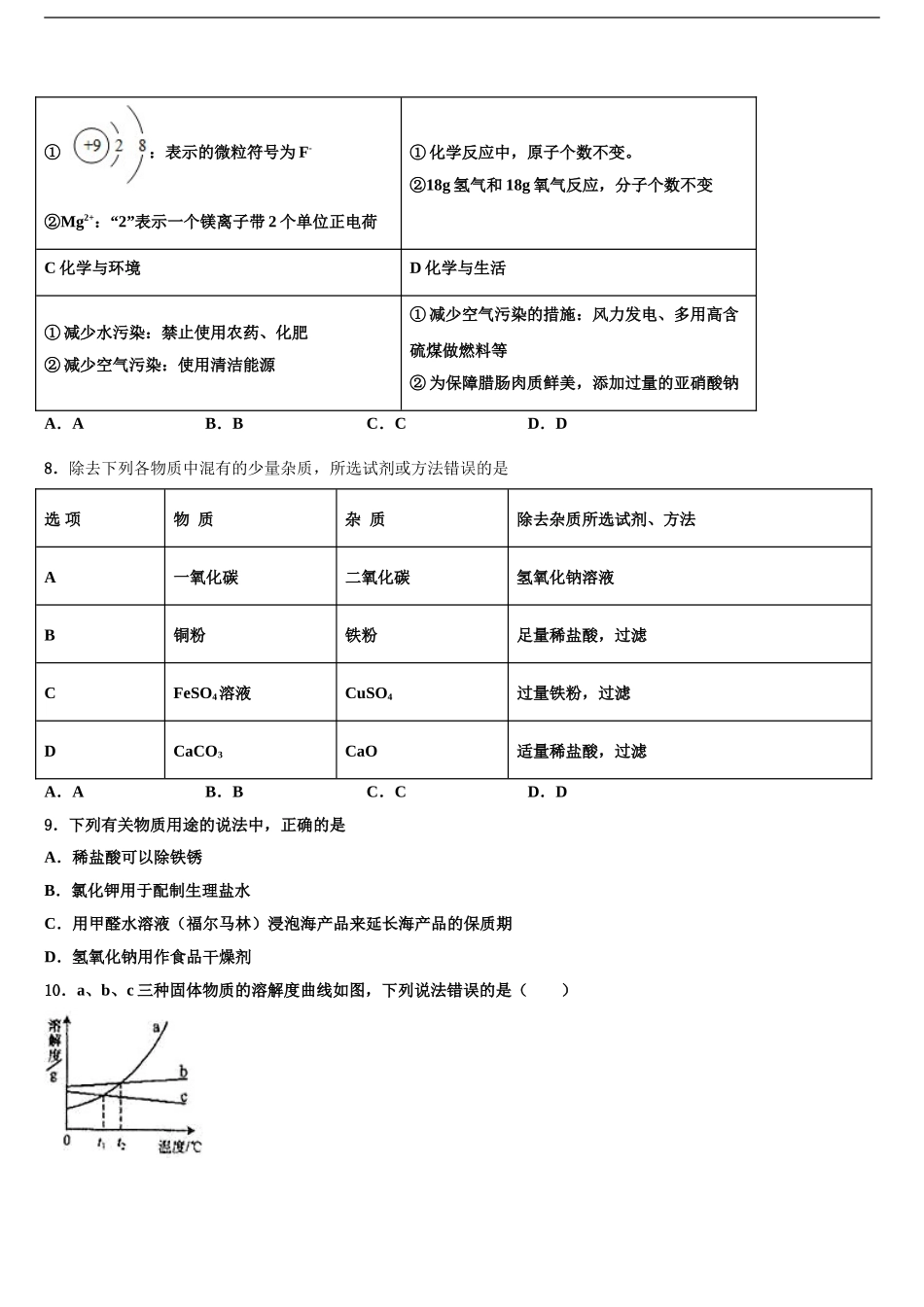 2024年甘肃省武威市凉州区洪祥中学中考联考化学试题含解析_第2页