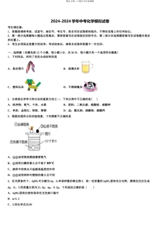 2024年甘肃省武威第八中学中考试题猜想化学试卷含解析