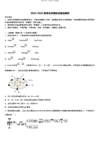 2024年甘肃省民勤县第四中学高考化学全真模拟密押卷含解析