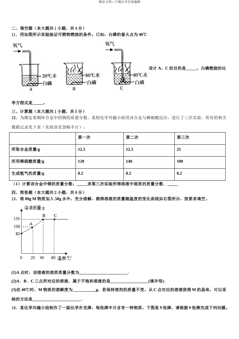 2024年甘肃省民乐县中考化学押题试卷含解析_第3页