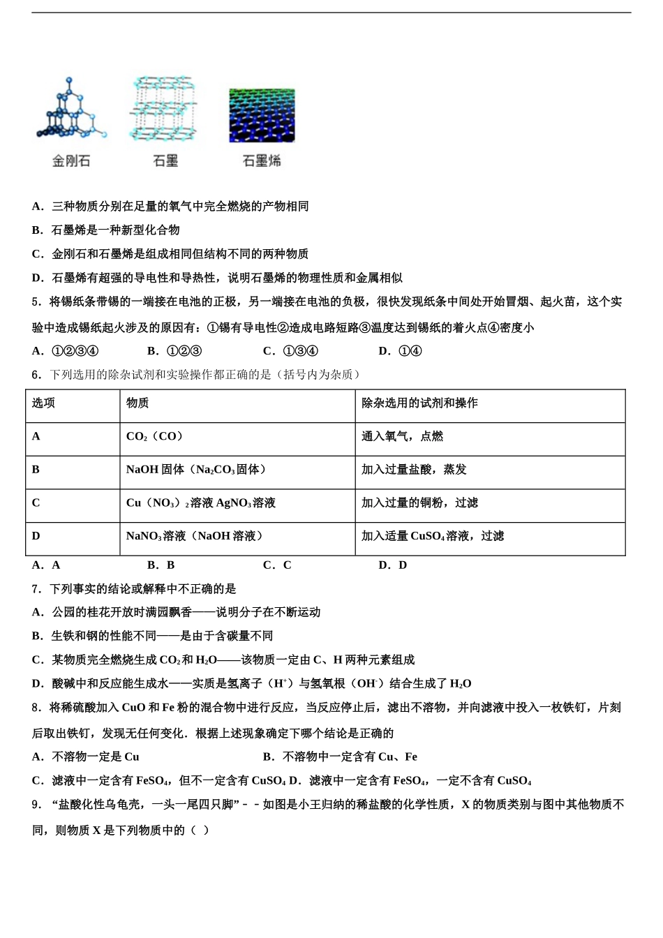 2024年甘肃省甘南州夏河中学中考化学最后一模试卷含解析_第2页