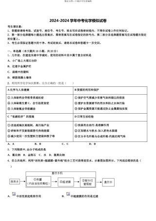 2024年甘肃省重点中学中考适应性考试化学试题含解析