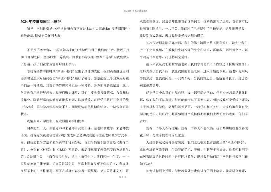 2024年疫情期间网上辅导_第1页
