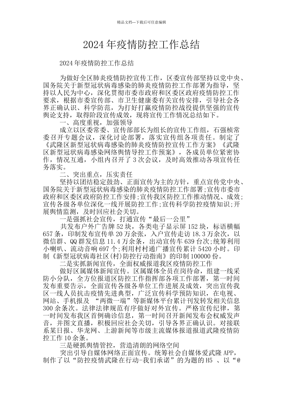 2024年疫情防控工作总结_第1页