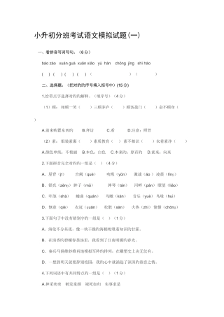 2025年小升初分班考试语文模拟试题