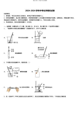 2024年福建厦门重点达标名校中考一模化学试题含解析