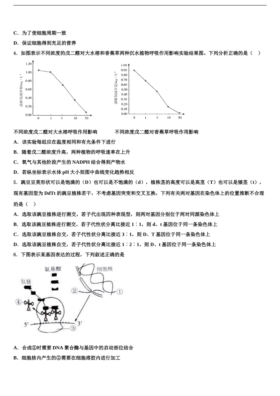 2024年福建省三明市永安市第一中学高三适应性调研考试生物试题含解析_第2页