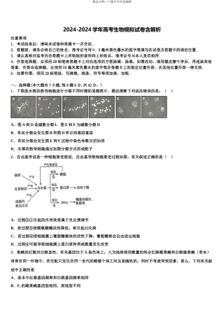 2024年福建省厦门市思明区厦门外国语学校高考仿真卷生物试题含解析