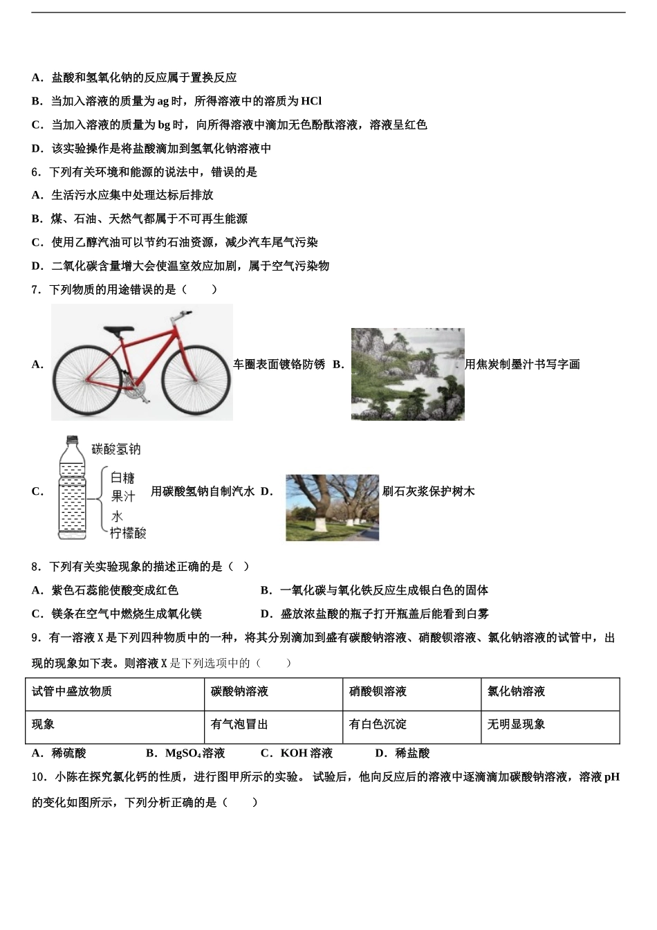2024年福建省厦门市海沧区鳌冠校毕业升学考试模拟卷化学卷含解析_第2页