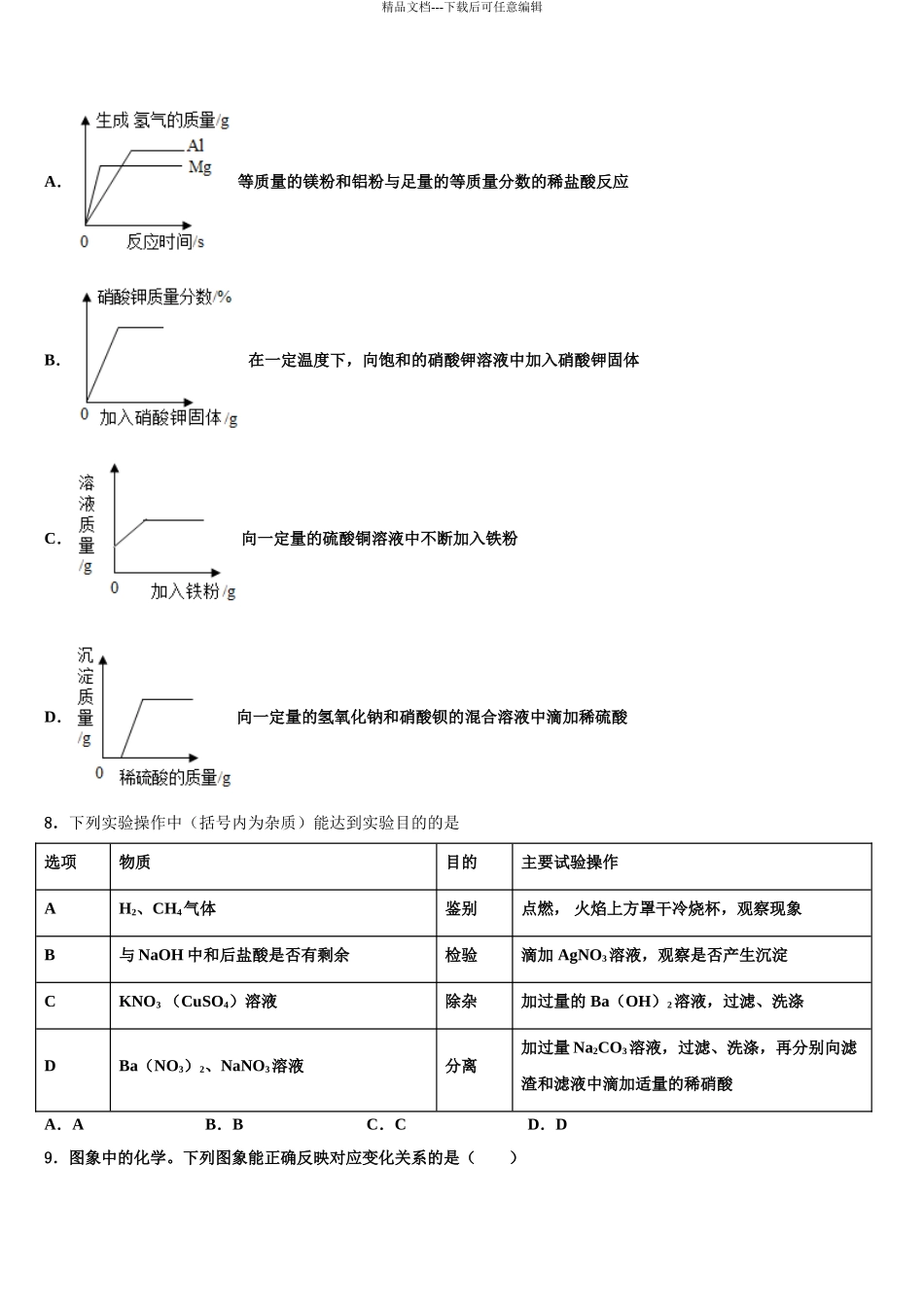 2024年福建省平和第一中学达标名校中考四模化学试题含解析_第3页